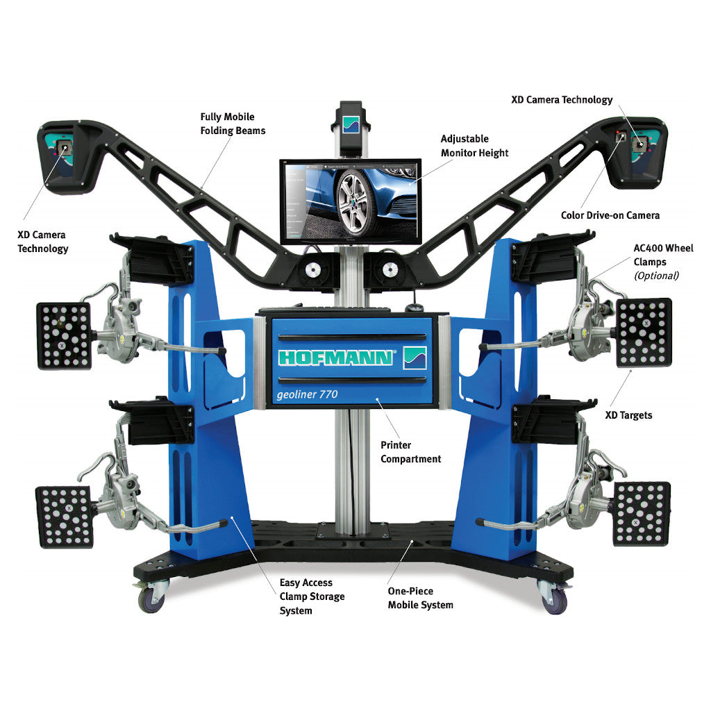 Hofmann Geoliner 770 Mobile Imaging Diagnostic Wheel Alignment System with AC400 Clamps &amp; VIN Reader