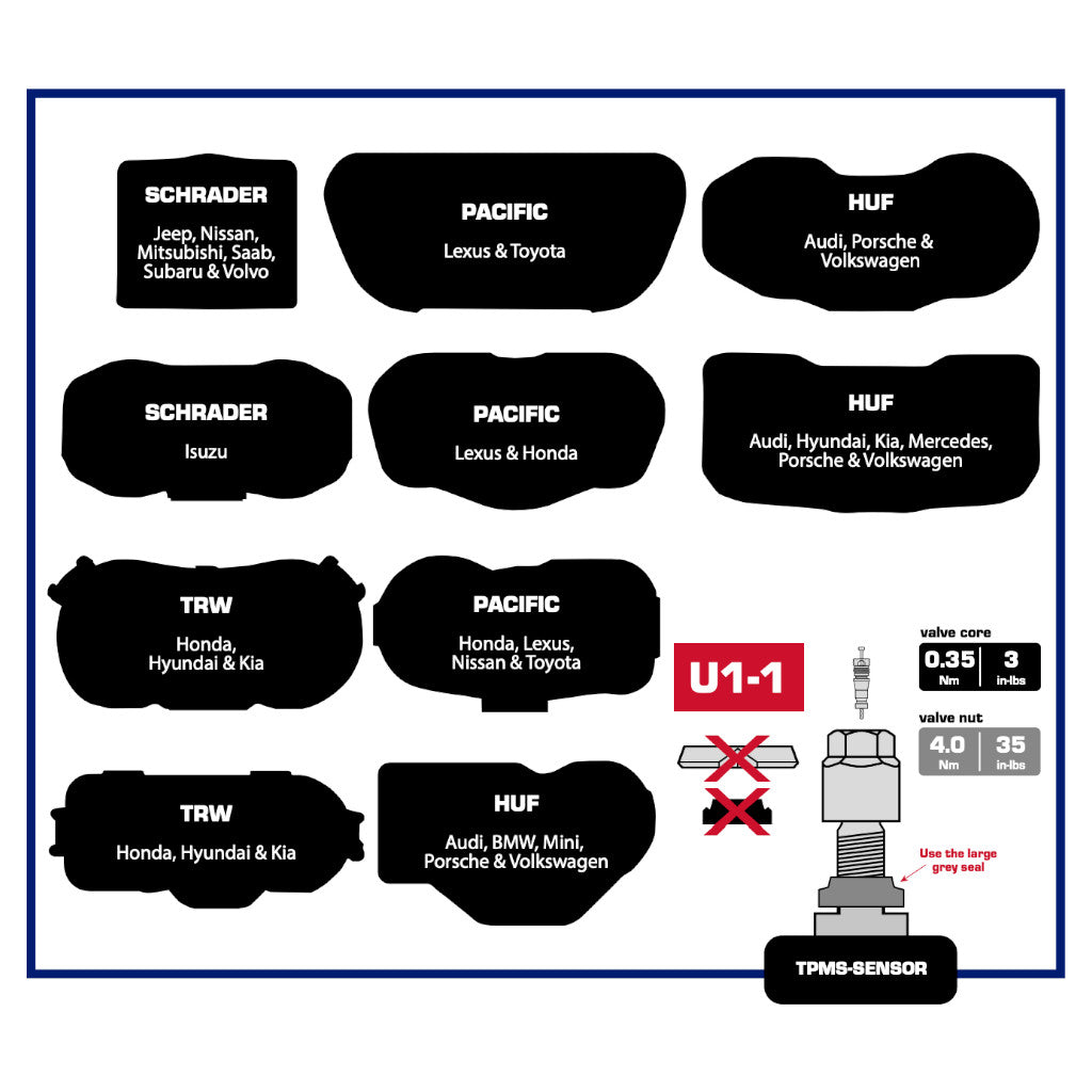 Hofmann Power Weight U1 Universal TPMS Metal Valve Service Kit - Box of 20