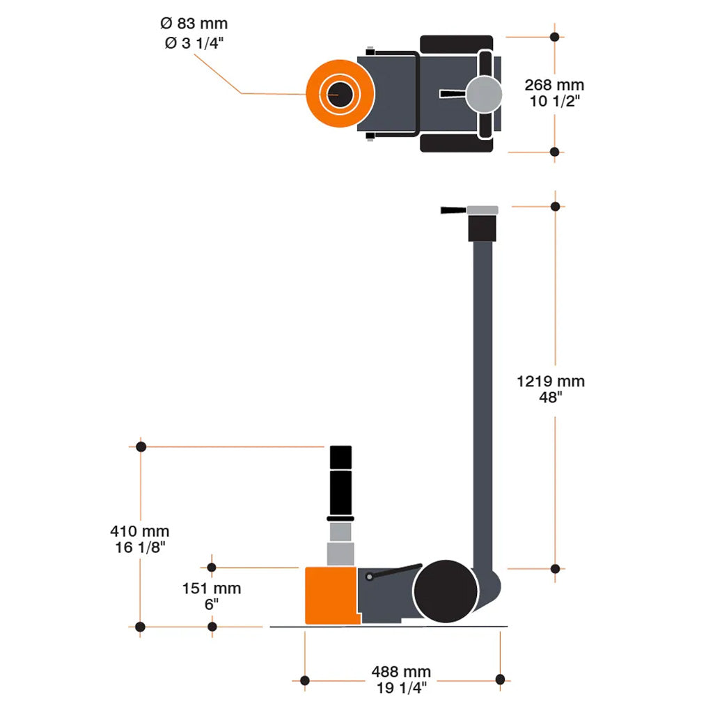 Martins MFJ-30T | Professional 33-Ton 2-Stage Air/Hydraulic Floor Jack