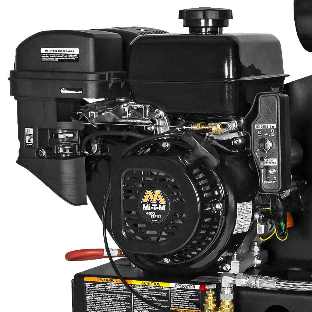 Mi-T-M Model ABS-14M-30H Two-Stage Gas-Driven 30-Gallon Tank-Mounted Air Compressor