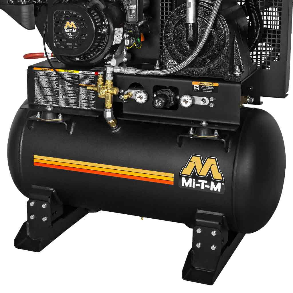 Mi-T-M Model ABS-14M-30H Two-Stage Gas-Driven 30-Gallon Tank-Mounted Air Compressor