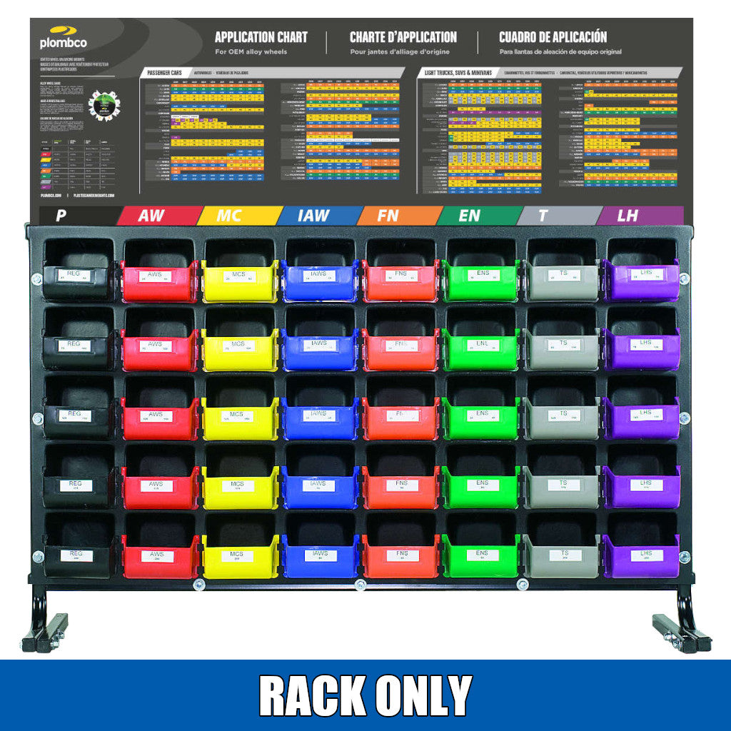 Plombco | Kit Passenger 40 Wheel Weight Assortment Rack - Choose with Zinc Weights or Rack Only (52002)