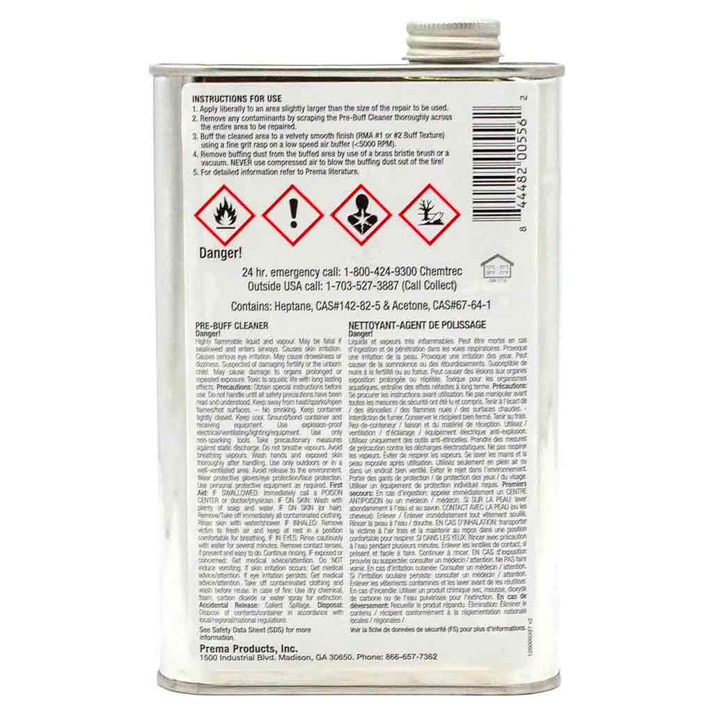 Prema | Pre-Buff Rubber Cleaner Liquid 32 oz Can (PPC-32)