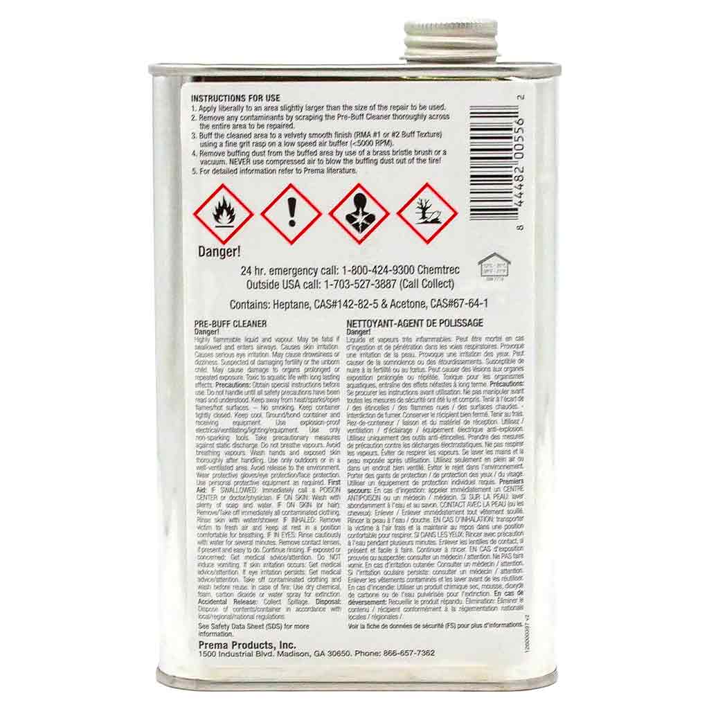 Prema PPC-32 Pre-Buff Rubber Cleaner Liquid 32 oz Can