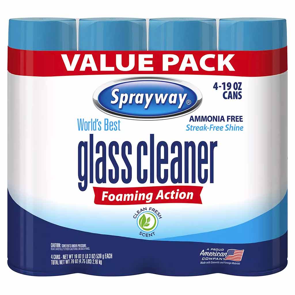 Sprayway Ammonia-Free Foaming-Action Aerosol Spray Glass Cleaner 4-Pack of 19 oz. Cans
