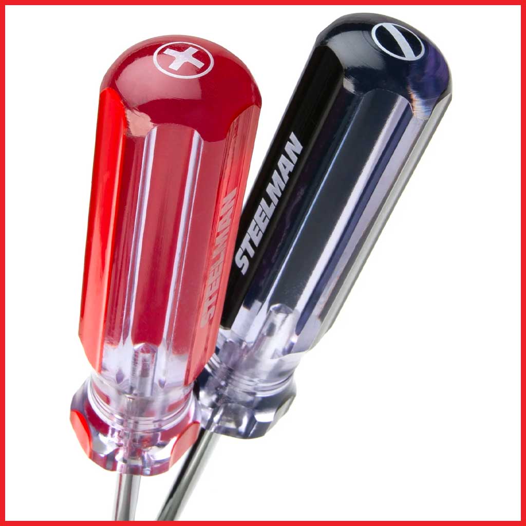 Steelman 42051 | Clear Handle Slotted and Phillips 16-Piece