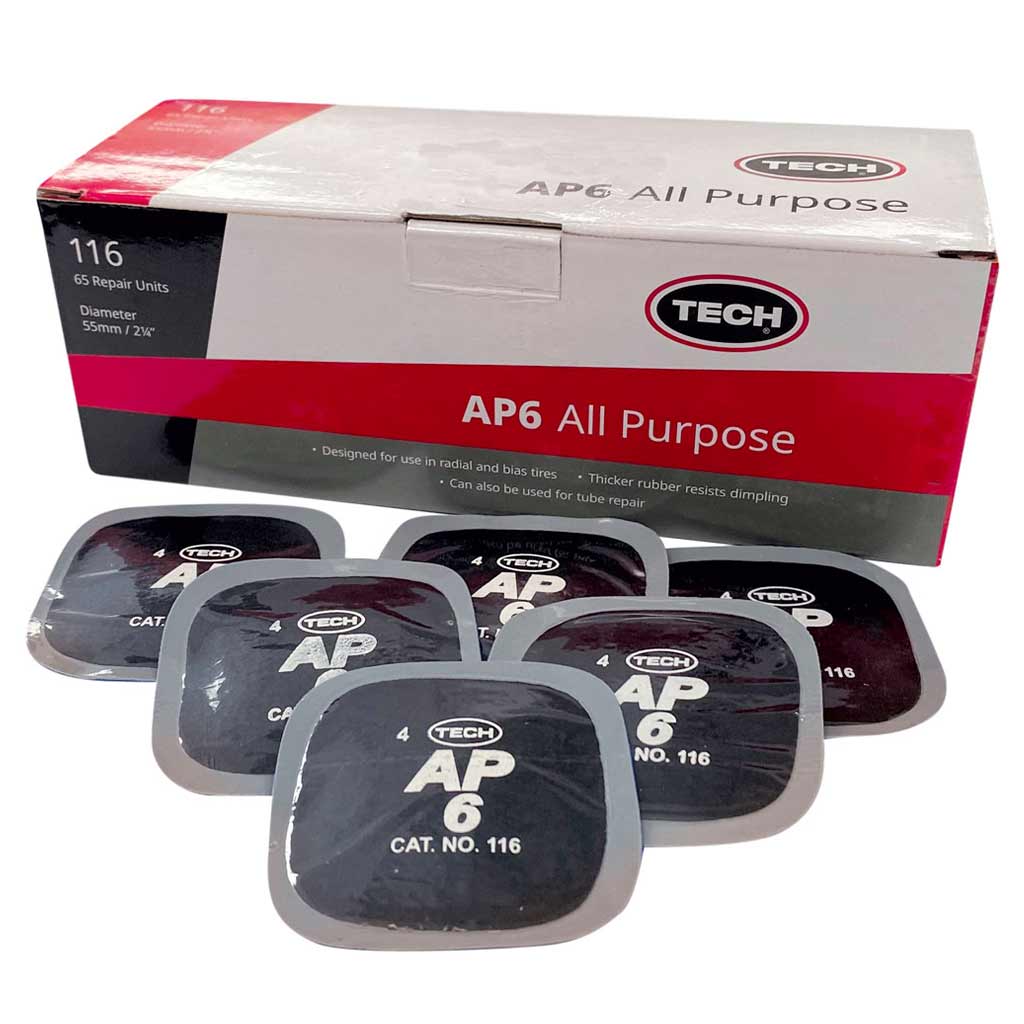 TECH | AP6 All-Purpose Square 2-1/4″ Tire Patch Repair Unit - Box of 65 (116T)