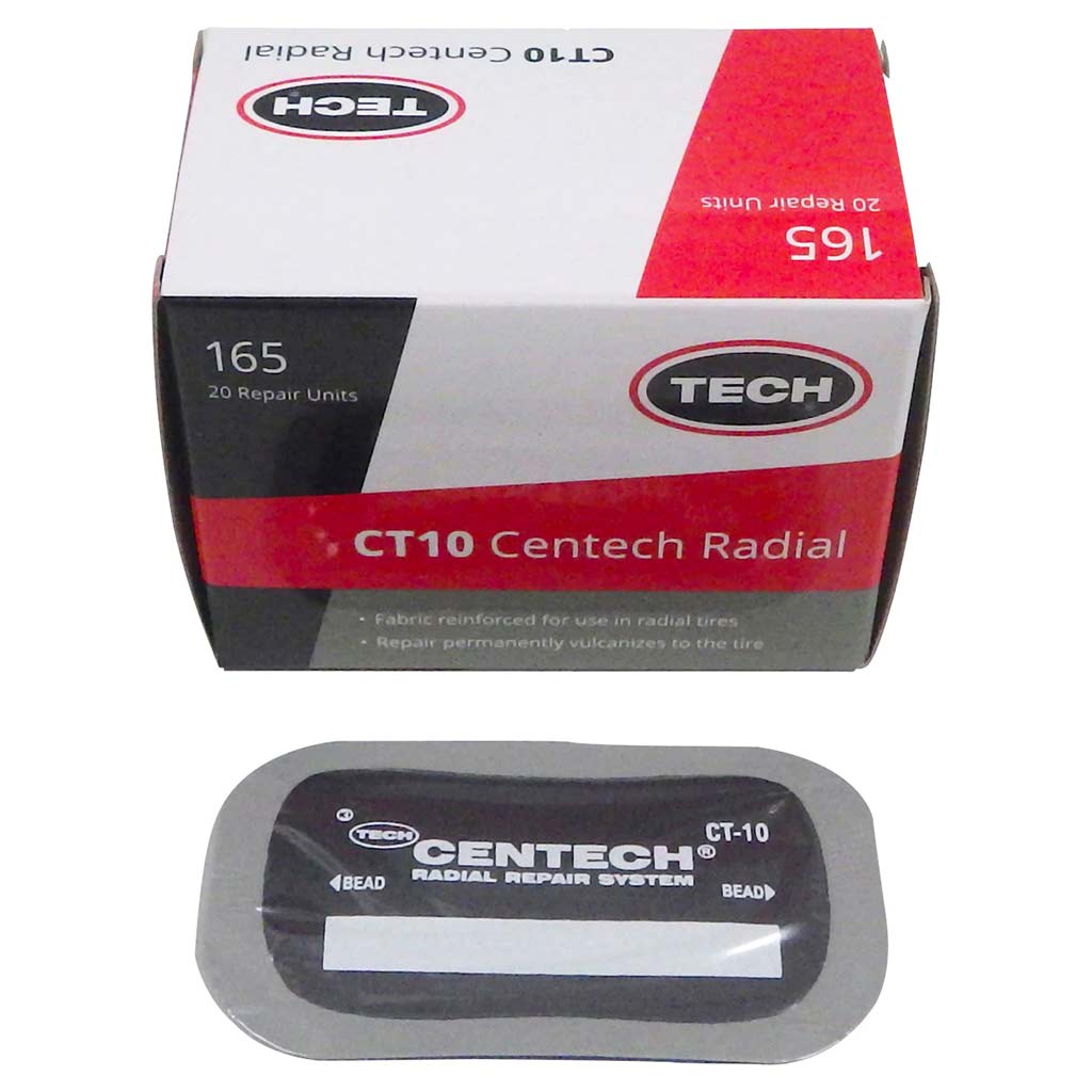 TECH 165 Centech CT-10 Fabric-Reinforced 1-3/4″ x 3″ Radial Tire Patch Repair Unit - Box of 20