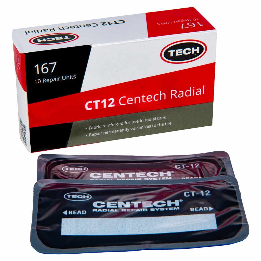 TECH 167 Centech CT-12 Fabric-Reinforced 2-3/8″ x 4-3/8″ Radial Tire Patch Repair Unit - Box of 10