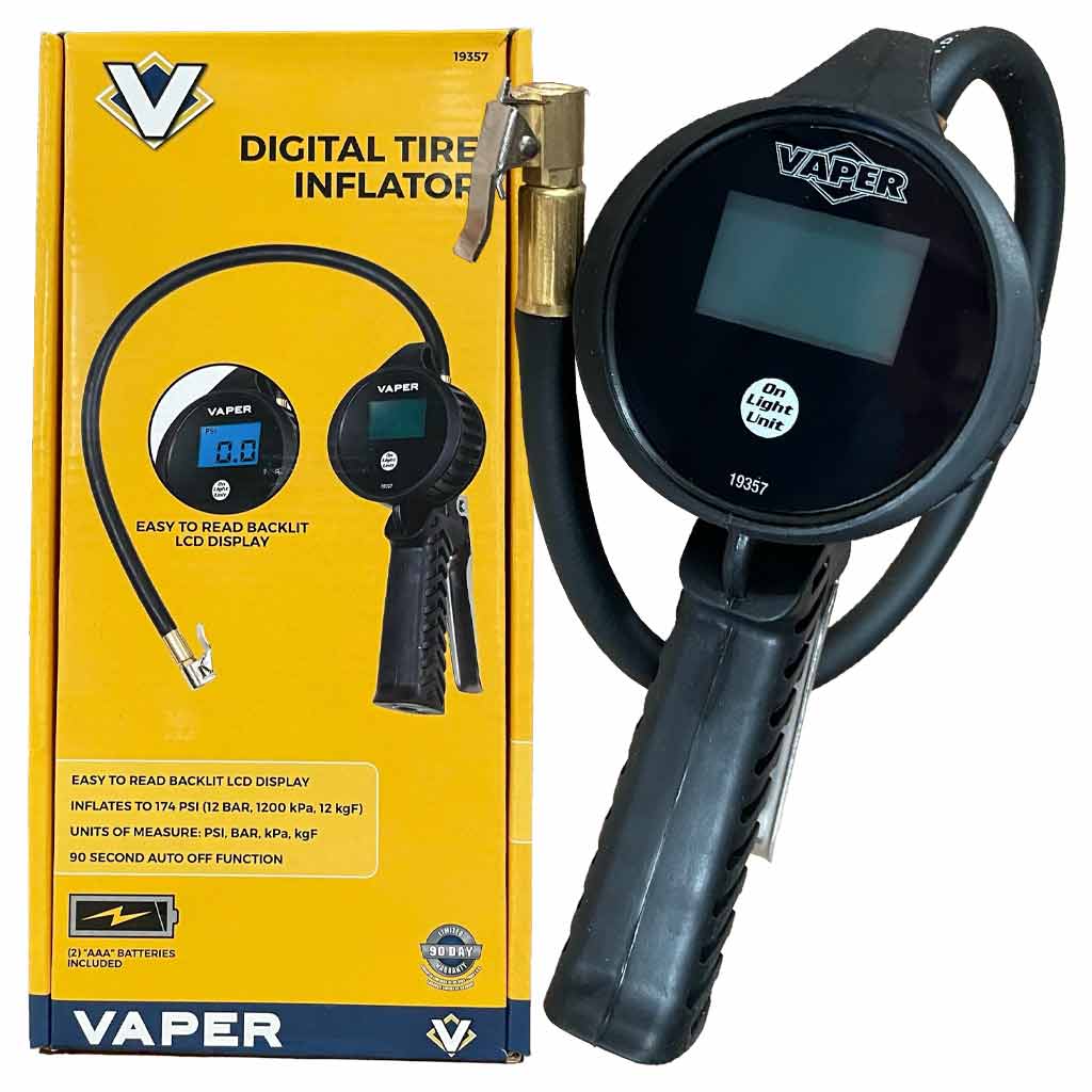 Titan Tools | 19357 Vaper Digital Tire Inflator Gauge 0-174 psi with Backlit LCD Display & 22″ Hose