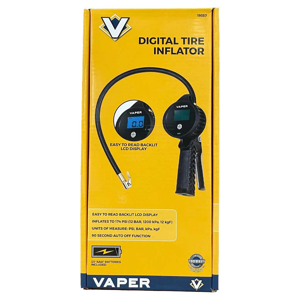 Titan Tools | 19357 Vaper Digital Tire Inflator Gauge 0-174 psi with Backlit LCD Display & 22″ Hose