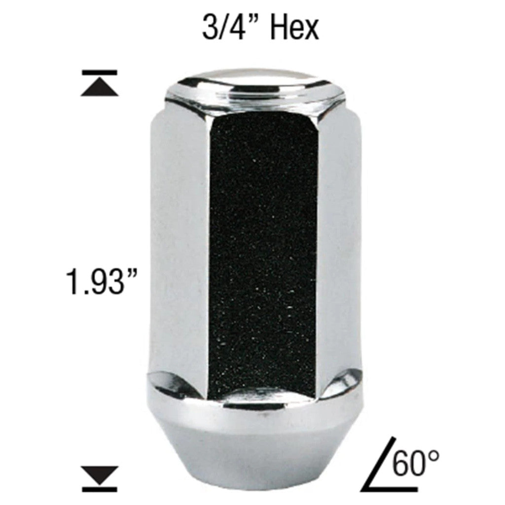 White Knight 1950XL Chrome XL Bulge Acorn 3/4″ Hex Lug Nut - Thread Size 14mm x 2.00 - Box of 30