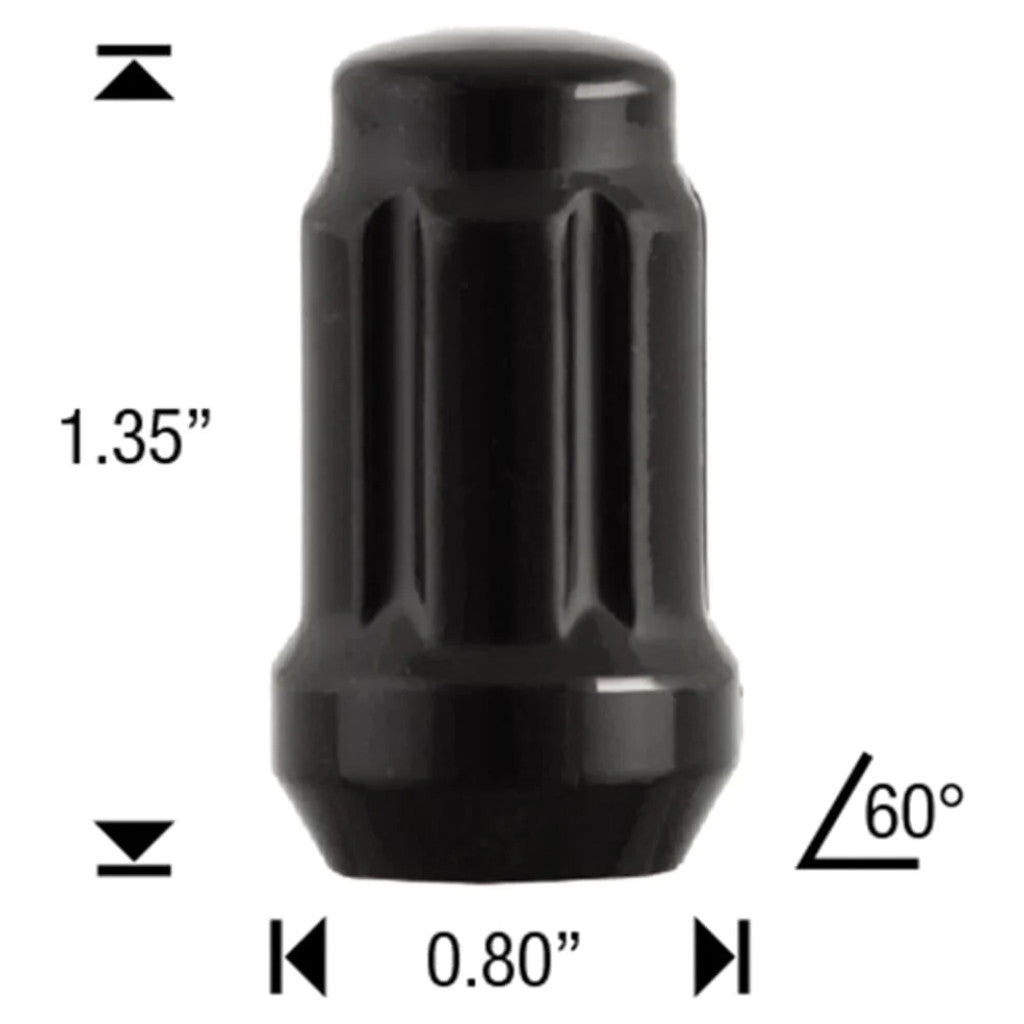 White Knight 3807BK Gloss Black Spline Acorn Lug Nut - Thread Size 12mm x 1.50 - Box of 50