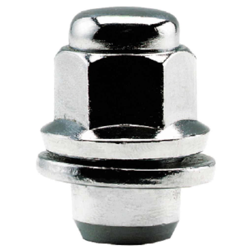 White Knight 5306 Chrome Medium Mag OEM Factory Lug Nut with Washer - Thread Size 12mm x 1.25 - Box of 30