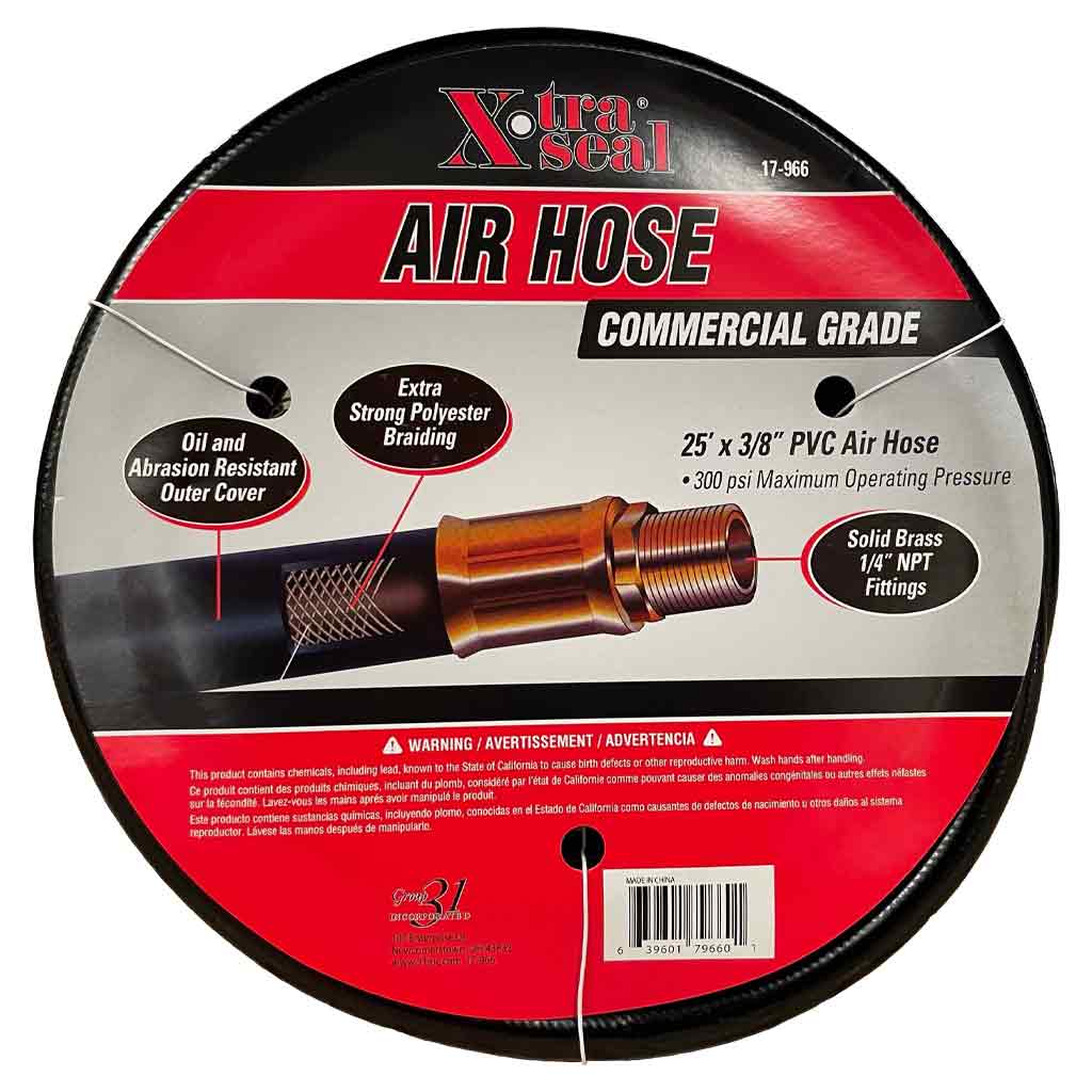 Xtra Seal 17-966 Commercial Grade 25′ x 3/8″ PVC Air Hose with 1/4″ MNPT Fittings